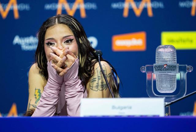 Winner Darina Nikolaeva Yotova, aka Dara and representing Bulgaria with the song 'Bangaranga' holds a press conference after she won the final of the Eurovision Song Contest 2026 (ESC) at Wiener Stadthalle in Vienna, Austria on May 16, 2026. (Photo by GEORG HOCHMUTH / APA / AFP) / Austria OUT
