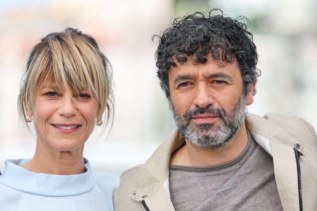 French actress Marina Fois and Spanish film director Rodrigo Sorogoyen pose during a photocall of the film "El ser querido" (The Beloved) at the 79th edition of the Cannes Film Festival in Cannes, southern France on May 17, 2026. (Photo by Thibaud MORITZ / AFP)