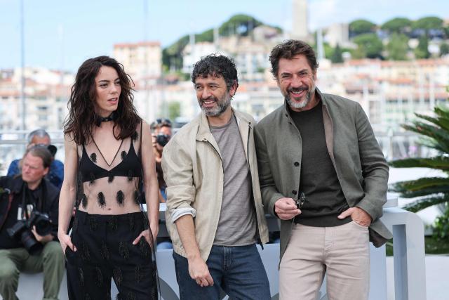 (From L) Spanish actress Victoria Luengo, Spanish film director Rodrigo Sorogoyen and Spanish actor Javier Bardem pose during a photocall of the film "El ser querido" (The Beloved) at the 79th edition of the Cannes Film Festival in Cannes, southern France on May 17, 2026. (Photo by Thibaud MORITZ / AFP)