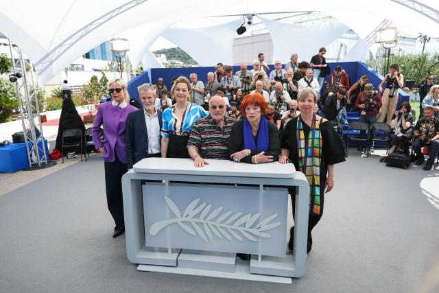 (From L) German actress Susanne Wolff, German actor Ulrich Matthes, German actress Martina Gedeck, German film director and screenwriter Volker Schloendorff, German producer Regina Ziegler and German writer Jenny Erpenbeck pose during a photocall of the film "Heimsuchung" (Visitation) at the 79th edition of the Cannes Film Festival in Cannes, southern France on May 17, 2026. (Photo by Sameer AL-DOUMY / AFP)
