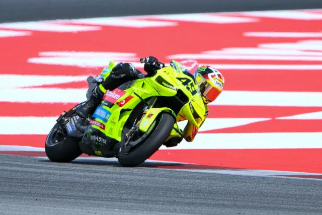 Team Pertamina Enduro VR46 Racing Team's Fabio Di Giannantonio rides during the 2026 Catalunya Moto GP Grand Prix at the Catalunya racetrack in Montmelo, near Barcelona, on May 17, 2026. (Photo by JOSE JORDAN / AFP)