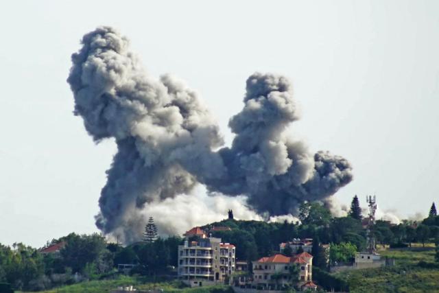 Smoke rises from the site of an Israeli airstrike that targeted the southern Lebanese village of Choukine on May 17, 2026. Israel launched a massive series of airstrikes on southern Lebanon on May 17, despite an extension of the truce between the two countries. Israel says it is targeting Hezbollah but the strikes were preceded by an evacuation warning covering nine villages. And the continuing bombardment has only increased scepticism about the truce among the many thousands of Lebanese driven from their homes in the south. (Photo by Abbas FAKIH / AFP)