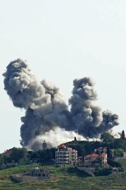 Smoke rises from the site of an Israeli airstrike that targeted the southern Lebanese village of Choukine on May 17, 2026. Israel launched a massive series of airstrikes on southern Lebanon on May 17, despite an extension of the truce between the two countries. Israel says it is targeting Hezbollah but the strikes were preceded by an evacuation warning covering nine villages. And the continuing bombardment has only increased scepticism about the truce among the many thousands of Lebanese driven from their homes in the south. (Photo by Abbas FAKIH / AFP)