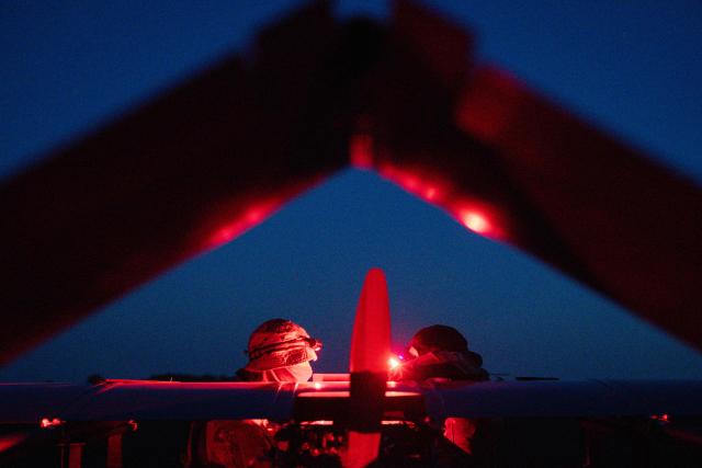 Servicemen of the 9th Kairos Battalion of the “Madyar's Birds” prepare to launch Ukrainian long-range drones from an undisclosed location in Ukraine, on May 16, 2026, hours before Moscow reported the major attack amid the Russian invasion of Ukraine. (Photo by Genya SAVILOV / AFP)
