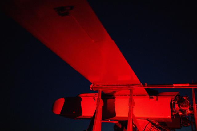 This photograph shows Ukrainian long-range drones prepared for launch by servicemen of the 9th Kairos Battalion of the “Madyar's Birds” from an undisclosed location in Ukraine, on May 16, 2026, hours before Moscow reported the major attack amid the Russian invasion of Ukraine. (Photo by Genya SAVILOV / AFP)