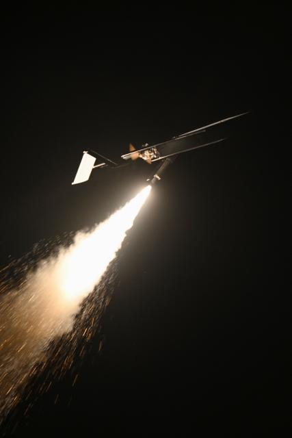 This photograph shows a Ukrainian long-range drone launched by servicemen of the 9th Kairos Battalion of the “Madyar's Birds” from an undisclosed location in Ukraine, on May 16, 2026, hours before Moscow reported the major attack amid the Russian invasion of Ukraine. (Photo by Genya SAVILOV / AFP)