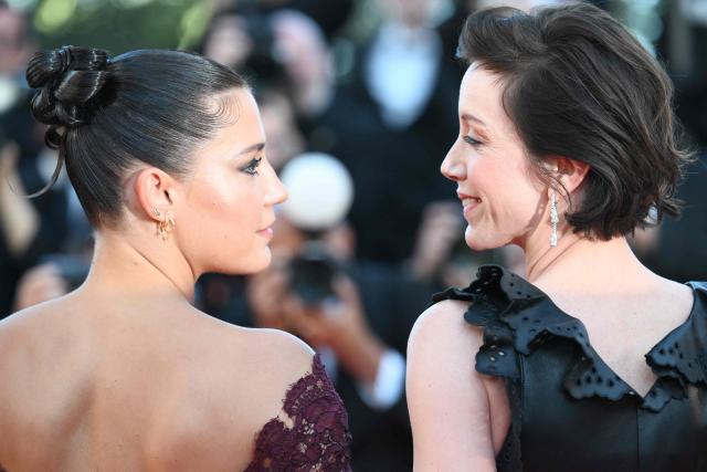 French actress Adele Exarchopoulos and French actress Sara Giraudeau arrive for the screening of the film "Garance" (Another Day) at the 79th edition of the Cannes Film Festival in Cannes, southern France on May 17, 2026. (Photo by Olivier CHASSIGNOLE / AFP)