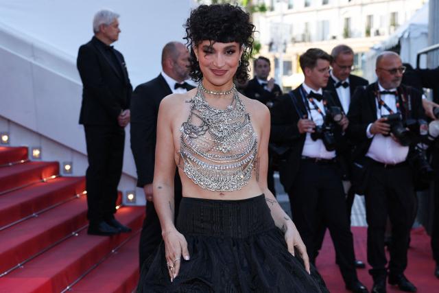French singer and actress Camelia Jordana arrives for the screening of the film "Garance" (Another Day) at the 79th edition of the Cannes Film Festival in Cannes, southern France on May 17, 2026. (Photo by Thibaud MORITZ / AFP)