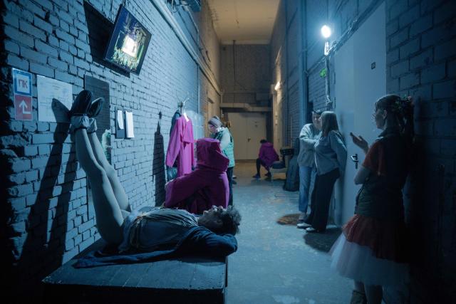 Artists of the Kharkiv Opera and Ballet Theatre prepare for a performance of Notre-Dame de Paris in the theater’s bomb shelter in Kharkiv on May 17, 2026, amid the Russian invasion of Ukraine. (Photo by Ivan SAMOILOV / AFP)