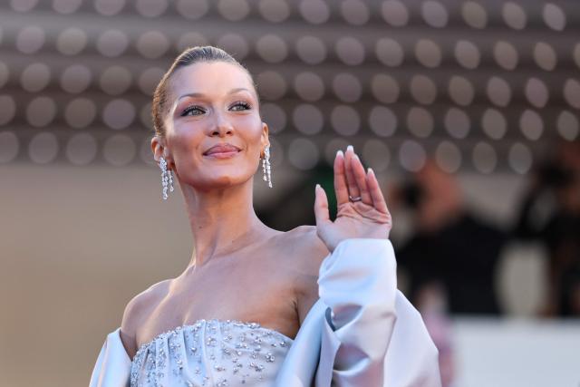 US model Bella Hadid arrives for the screening of the film "Garance" (Another Day) at the 79th edition of the Cannes Film Festival in Cannes, southern France on May 17, 2026. (Photo by Thibaud MORITZ / AFP)