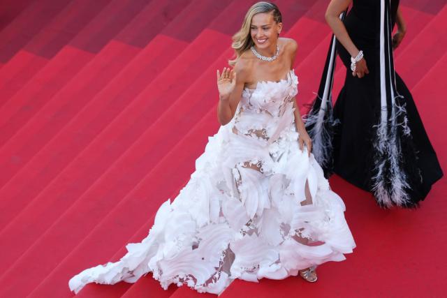 Czech model Petra Nemcova arrives for the screening of the film "Garance" (Another Day) at the 79th edition of the Cannes Film Festival in Cannes, southern France on May 17, 2026. (Photo by Sameer AL-DOUMY / AFP)