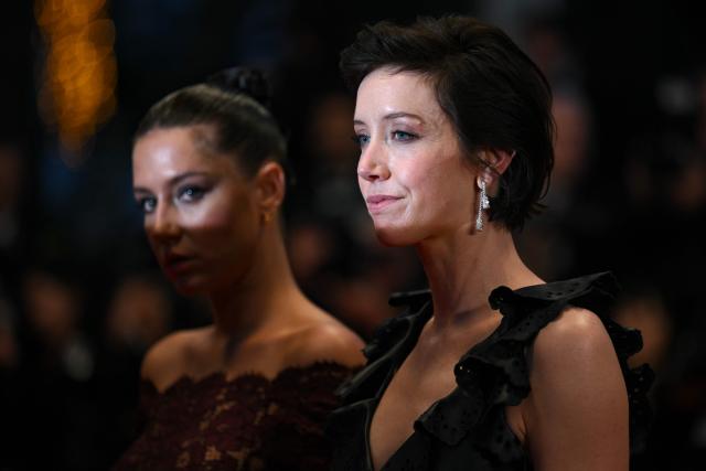 French actress Adele Exarchopoulos (L) and French actress Sara Giraudeau pose as they leave after the screening of the film "Garance" (Another Day) at the 79th edition of the Cannes Film Festival in Cannes, southern France on May 17, 2026. (Photo by Olivier CHASSIGNOLE / AFP)