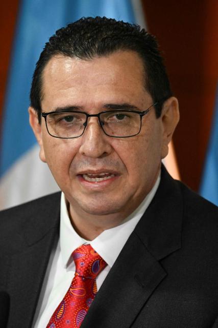 Guatemala's new attorney general Gabriel Garcia Luna speaks during a press conference at the Public Ministry headquarters in Guatemala City on May 17, 2026. García Luna, took office this Sunday and pledged to restore confidence in the institution and to fight corruption and organized crime, following the departure of Consuelo Porras, who has been sanctioned by more than 40 countries. (Photo by JOHAN ORDONEZ / AFP)