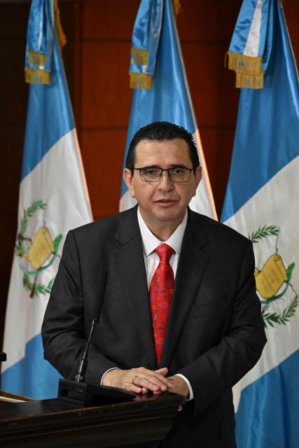 Guatemala's new attorney general Gabriel Garcia Luna speaks during a press conference at the Public Ministry headquarters in Guatemala City on May 17, 2026. García Luna, took office this Sunday and pledged to restore confidence in the institution and to fight corruption and organized crime, following the departure of Consuelo Porras, who has been sanctioned by more than 40 countries. (Photo by JOHAN ORDONEZ / AFP)