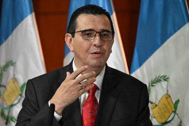 Guatemala's new attorney general Gabriel Garcia Luna speaks during a press conference at the Public Ministry headquarters in Guatemala City on May 17, 2026. García Luna, took office this Sunday and pledged to restore confidence in the institution and to fight corruption and organized crime, following the departure of Consuelo Porras, who has been sanctioned by more than 40 countries. (Photo by JOHAN ORDONEZ / AFP)