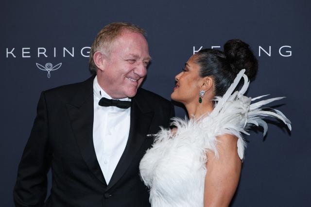 French businessman Francois-Henri Pinault and his wife US-Mexican actress Salma Hayek Pinault attend the 2026 Kering Women in Motion Awards on the sidelines of of the 79th edition of the Cannes Film Festival in Cannes, southern France, on May 17, 2026. (Photo by Sameer AL-DOUMY / AFP)