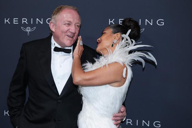 French businessman Francois-Henri Pinault and his wife US-Mexican actress Salma Hayek Pinault attend the 2026 Kering Women in Motion Awards on the sidelines of of the 79th edition of the Cannes Film Festival in Cannes, southern France, on May 17, 2026. (Photo by Sameer AL-DOUMY / AFP)