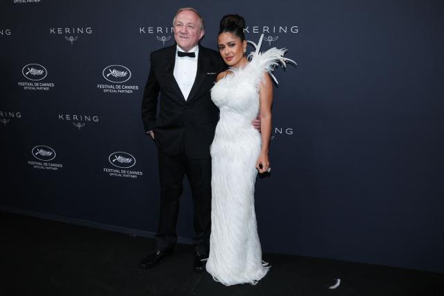 French businessman Francois-Henri Pinault and his wife US-Mexican actress Salma Hayek Pinault attend the 2026 Kering Women in Motion Awards on the sidelines of of the 79th edition of the Cannes Film Festival in Cannes, southern France, on May 17, 2026. (Photo by Sameer AL-DOUMY / AFP)