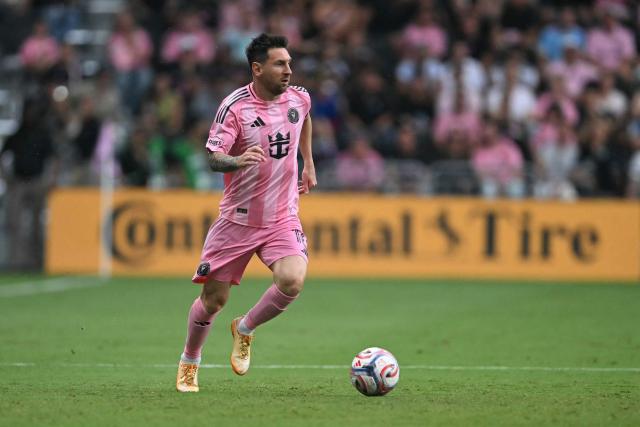 Inter Miami's Argentine forward #10 Lionel Messi controls the ball during a Major League Soccer (MLS) regular season football match between Intern Miami CF and Portland Timbers at Nu Stadium in Miami, Florida, on May 17, 2026. (Photo by CHANDAN KHANNA / AFP)
