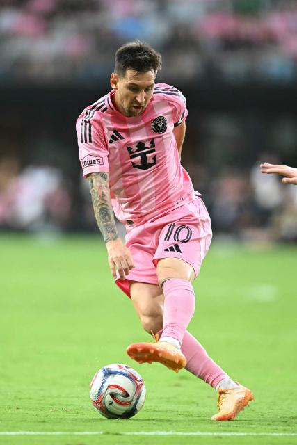 Inter Miami's Argentine forward #10 Lionel Messi controls the ball during a Major League Soccer (MLS) regular season football match between Inter Miami CF and Portland Timbers at Nu Stadium in Miami, Florida, on May 17, 2026. (Photo by CHANDAN KHANNA / AFP)