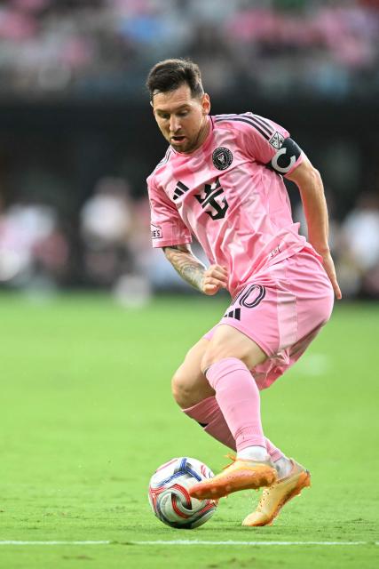Inter Miami's Argentine forward #10 Lionel Messi controls the ball during a Major League Soccer (MLS) regular season football match between Inter Miami CF and Portland Timbers at Nu Stadium in Miami, Florida, on May 17, 2026. (Photo by CHANDAN KHANNA / AFP)
