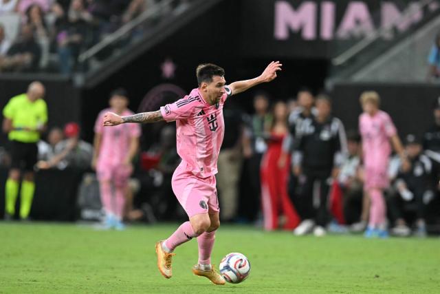 Inter Miami's Argentine forward #10 Lionel Messi controls the ball during a Major League Soccer (MLS) regular season football match between Inter Miami CF and Portland Timbers at Nu Stadium in Miami, Florida, on May 17, 2026. (Photo by CHANDAN KHANNA / AFP)