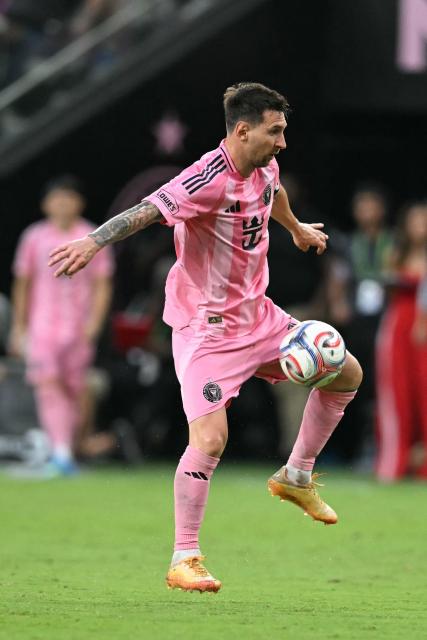 Inter Miami's Argentine forward #10 Lionel Messi controls the ball during a Major League Soccer (MLS) regular season football match between Inter Miami CF and Portland Timbers at Nu Stadium in Miami, Florida, on May 17, 2026. (Photo by CHANDAN KHANNA / AFP)