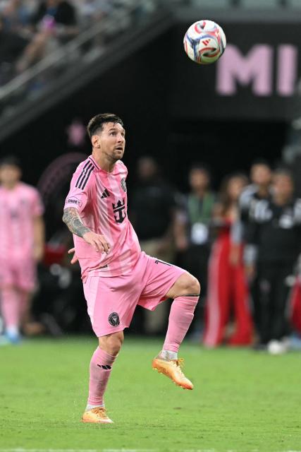 Inter Miami's Argentine forward #10 Lionel Messi controls the ball during a Major League Soccer (MLS) regular season football match between Inter Miami CF and Portland Timbers at Nu Stadium in Miami, Florida, on May 17, 2026. (Photo by CHANDAN KHANNA / AFP)