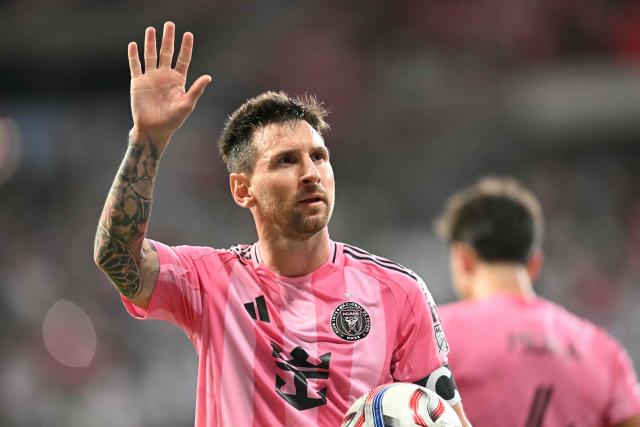 Inter Miami's Argentine forward #10 Lionel Messi waves to the fans after the 2-0 victory over the Portland Timbers during a Major League Soccer (MLS) regular season football match at Nu Stadium in Miami, Florida, on May 17, 2026. (Photo by CHANDAN KHANNA / AFP)