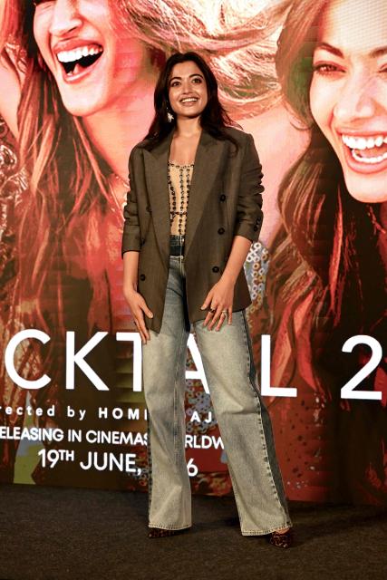 Bollywood actress Rashmika Mandanna attends the song launch of her upcoming Indian Hindi-language romantic drama film 'Cocktail 2' in Mumbai on May 17, 2026. (Photo by Sujit JAISWAL / AFP)
