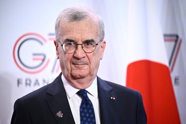 Governor of the Bank of France François Villeroy de Galhau waits for the guests prior to a meeting of G7 Finance Ministers and Central Bank Governors in preparation for the summit of heads of State and government to be held in June 2026 in Evian, in Paris on May 18, 2026. (Photo by JULIEN DE ROSA / AFP)