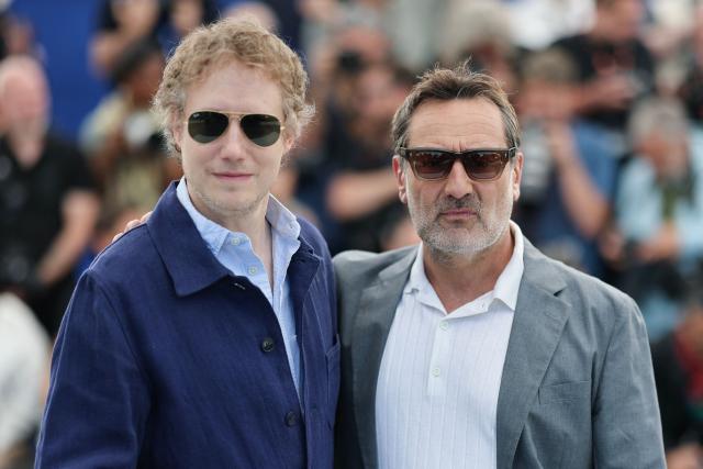 Hungarian director Laszlo Nemes and French actor Gilles Lellouche pose during a photocall of the film "Moulin" at the 79th edition of the Cannes Film Festival in Cannes, southern France on May 18, 2026. (Photo by Thibaud MORITZ / AFP)
