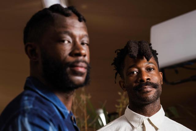 Nigerian director and screenwriter Arie Esiri (L) and Nigerian director Chuko Esiri pose for a portrait session on the sidelines of the 79th edition of the Cannes Film Festival in Cannes, southern France, on May 17, 2026. The Lagos of Arie and Chuko Esiri's Cannes Film Festival hit "Clarissa" is not one that has ever been seen on the big screen. The lives, loves, petty snobberies and private torments of some of Nigeria's most privileged people would not seem the stuff to solicit much sympathy in a megacity where the rich float over so much human misery. (Photo by Julie SEBADELHA / AFP)