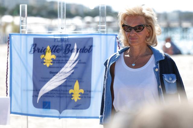 German media executive and President of the Cannes Film Festival Iris Knobloch attends a ceremony to rename Plage Mace "Brigitte Bardot Beach" on the sidelines of the 79th edition of the Cannes Film Festival in Cannes, southern France, on May 18, 2026. (Photo by Sameer AL-DOUMY / AFP)