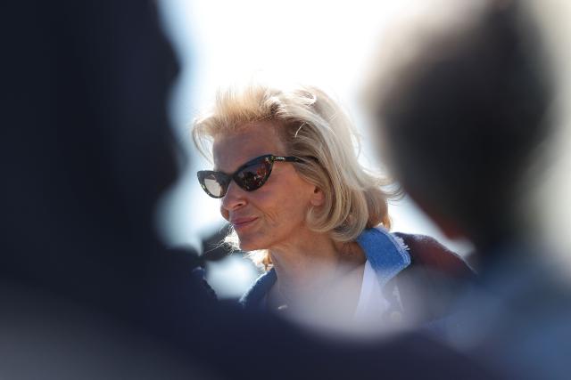 German media executive and President of the Cannes Film Festival Iris Knobloch attends a ceremony to rename Plage Mace "Brigitte Bardot Beach" on the sidelines of the 79th edition of the Cannes Film Festival in Cannes, southern France, on May 18, 2026. (Photo by Sameer AL-DOUMY / AFP)