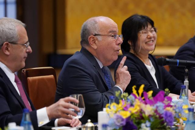 Brazil's Foreign Minister Mauro Vieira (C) speaks during a meeting with his Japanese counterpart Toshimitsu Motegi (not pictured) at the 1st Japan-Brazil Foreign Ministers' Strategic Dialogue in Tokyo on May 18, 2026. (Photo by Kazuhiro NOGI / AFP)