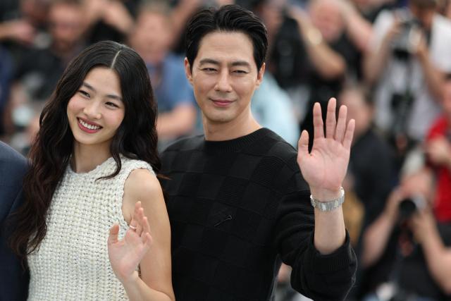 South Korean actress Ho-yeon Jung and South Korean actor Zo In-Sung pose during a photocall of the film "Hope" at the 79th edition of the Cannes Film Festival in Cannes, southern France on May 18, 2026. (Photo by Thibaud MORITZ / AFP)