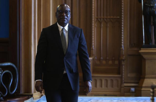 Minister of Foreign Affairs and International Cooperation of Equatorial Guinea Simeon Oyono Esono Angue attends a joint press conference with Russian Foreign Minister following their talks in Moscow on May 18, 2026. (Photo by MAXIM SHIPENKOV / POOL / AFP)