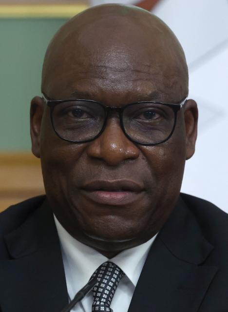 Minister of Foreign Affairs and International Cooperation of Equatorial Guinea Simeon Oyono Esono Angue attends a joint press conference with Russian Foreign Minister following their talks in Moscow on May 18, 2026. (Photo by MAXIM SHIPENKOV / POOL / AFP)