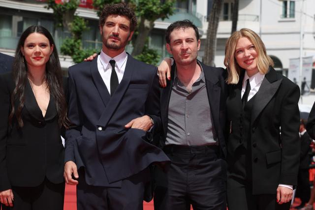 (From L) Austrian actress Lilith Grasmug, French-Canadian actor Niels Schneider, French director and screenwriter Arthur Harari and French actress Lea Seydoux arrive for the screening of the film "L'Inconnue" (The Unknown) at the 79th edition of the Cannes Film Festival in Cannes, southern France on May 18, 2026. (Photo by Valery HACHE / AFP)