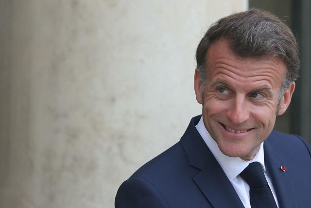 France's President Emmanuel Macron reacts as he awaits the Premier of Quebec prior to their meeting at the Elysee Presidential Palace in Paris on May 18, 2026. (Photo by Alain JOCARD / AFP)