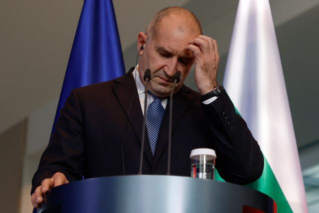 Bulgaria's Prime Minister Roman Radev addresses a press conference after talks with his German counterpart at the Chancellery in Berlin on May 18, 2026. (Photo by Odd ANDERSEN / AFP)