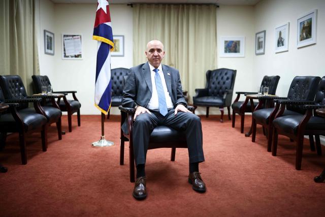 Permanent Representative of Cuba to the United Nations, Ernesto Soberon Guzman is pictured during an interview with AFP at the Permanent Mission of Cuba to the United Nations in New York on May 18, 2026. The Cuban ambassador to the UN told AFP Monday the idea of an attack by Cuba against the United States "makes no sense." (Photo by CHARLY TRIBALLEAU / AFP)