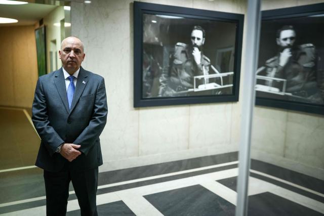 Permanent Representative of Cuba to the United Nations, Ernesto Soberon Guzman is pictured during an interview with AFP at the Permanent Mission of Cuba to the United Nations in New York on May 18, 2026. The Cuban ambassador to the UN told AFP Monday the idea of an attack by Cuba against the United States "makes no sense." (Photo by CHARLY TRIBALLEAU / AFP)