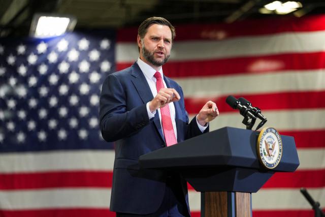 US Vice President JD Vance speaks during an event at Milbank Manufacturing Company in Kansas City, Missouri, on May 18, 2026. (Photo by Eric Lee / POOL / AFP)