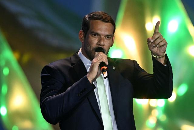 Brazilian Football Confederation (CBF) President Samir Xaud speaks during a press conference to announce Brazil's squad for the 2026 FIFA World Cup at the Museum of Tomorrow, in downtown Rio de Janeiro, Brazil, on May 18, 2026. (Photo by Mauro PIMENTEL / AFP)