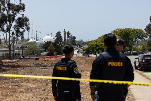 Police respond to a reported active shooter at the Islamic Center of San Diego in San Diego, California, on May 18, 2026. (Photo by Zoë Meyers / AFP)
