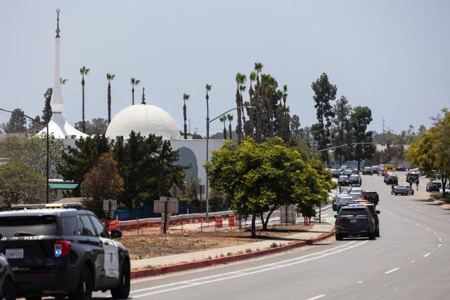 Police respond to a reported active shooter at the Islamic Center of San Diego in San Diego, California, on May 18, 2026. (Photo by Zoë Meyers / AFP)