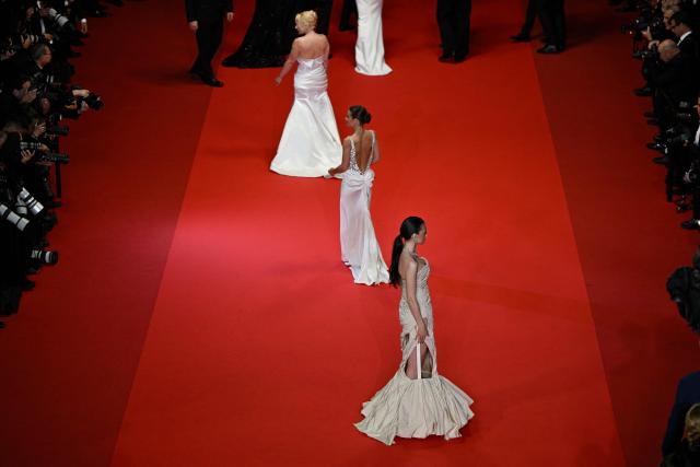Guests leave after the screening of the film "Fjord" at the 79th edition of the Cannes Film Festival in Cannes, southern France on May 18, 2026. (Photo by Antonin THUILLIER / AFP)