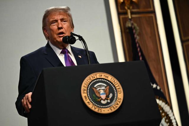 US President Donald Trump speaks during a healthcare affordability event in the South Court Auditorium of The White House in Washington, DC, on May 18, 2026. (Photo by Kent NISHIMURA / AFP)